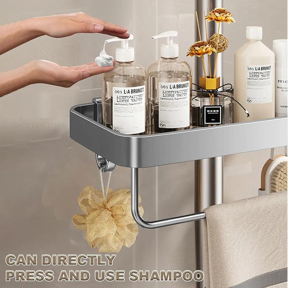 Two-Tier No-Drill Shower Caddy with Towel Rod – product detail view 5