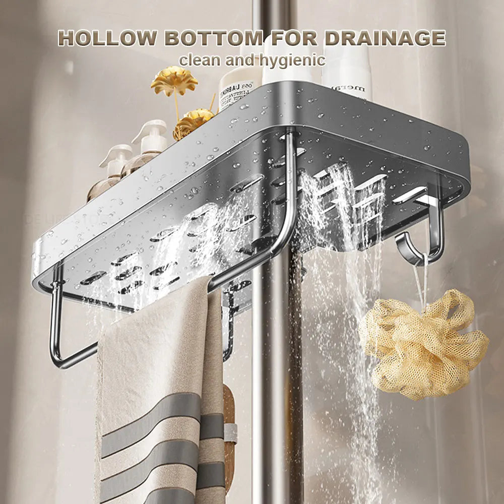 Two-Tier No-Drill Shower Caddy with Towel Rod – product detail view 3