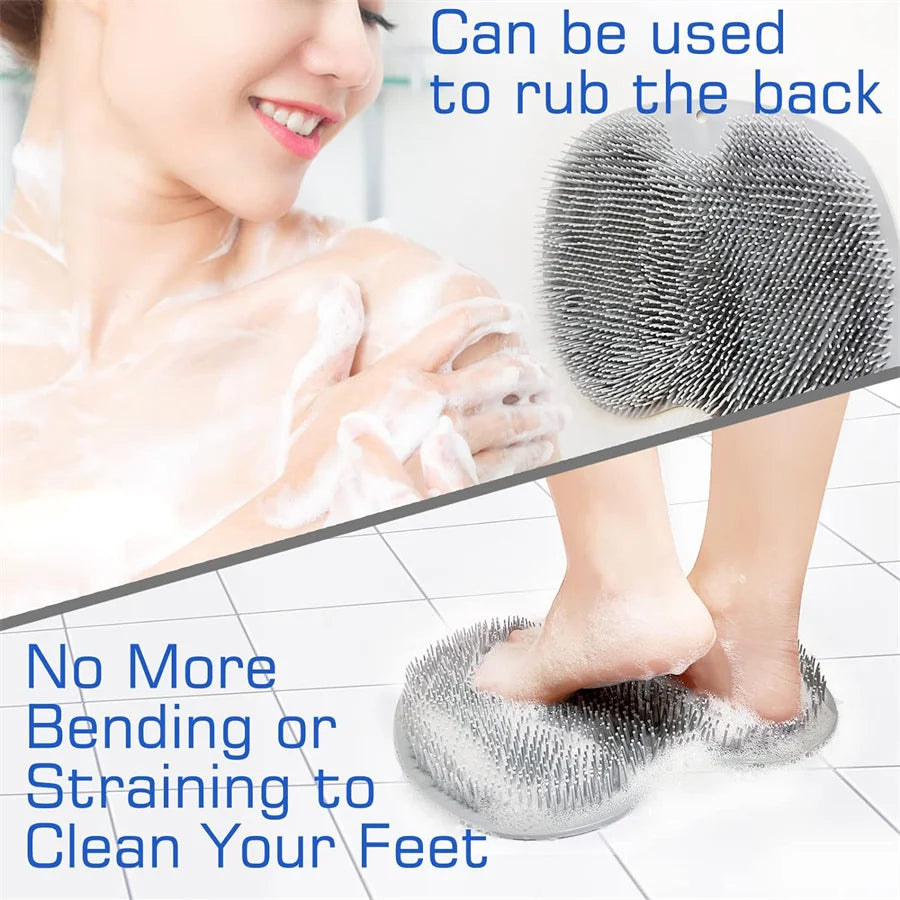 Wall-Mounted Silicone Shower Foot Scrubber Mat – product detail view 3
