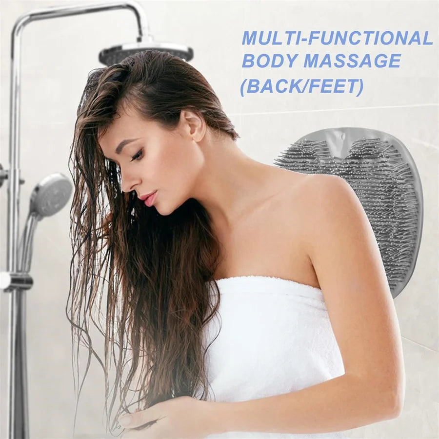 Wall-Mounted Silicone Shower Foot Scrubber Mat – product detail view 2