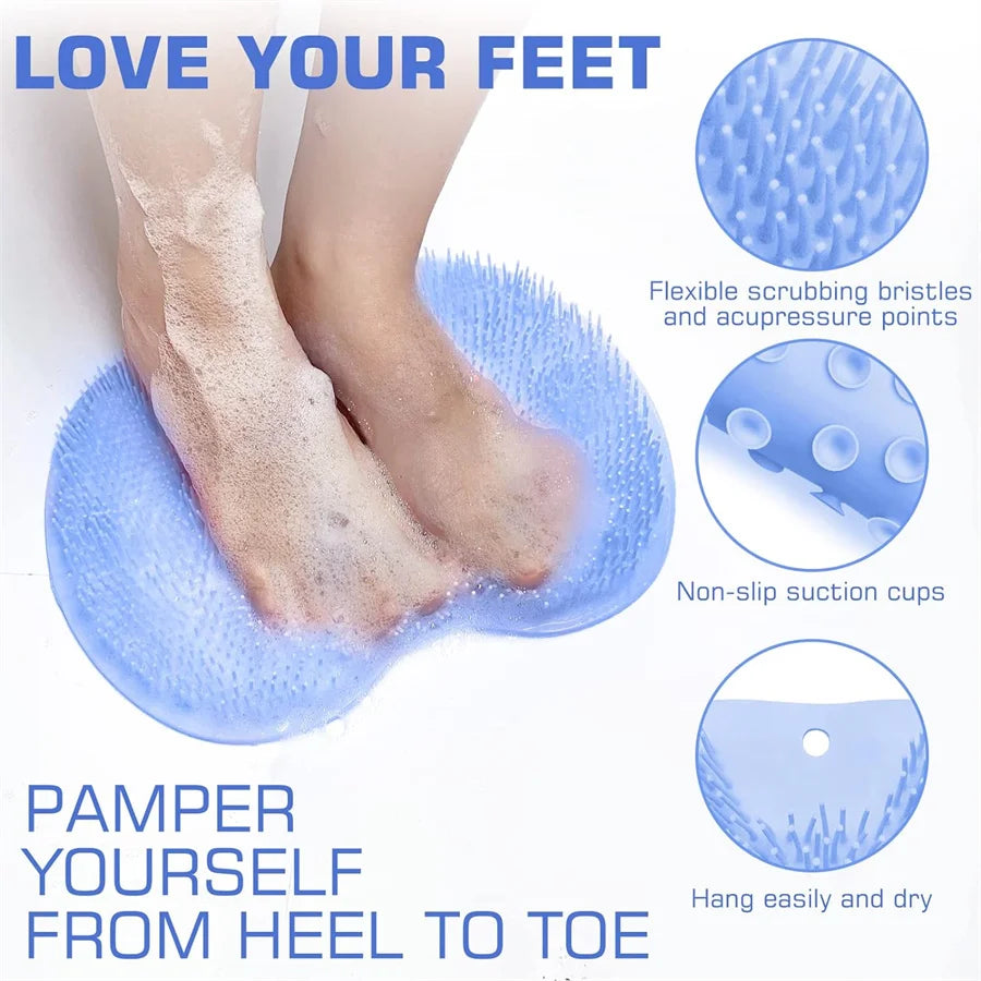 Wall-Mounted Silicone Shower Foot Scrubber Mat – product detail view 4