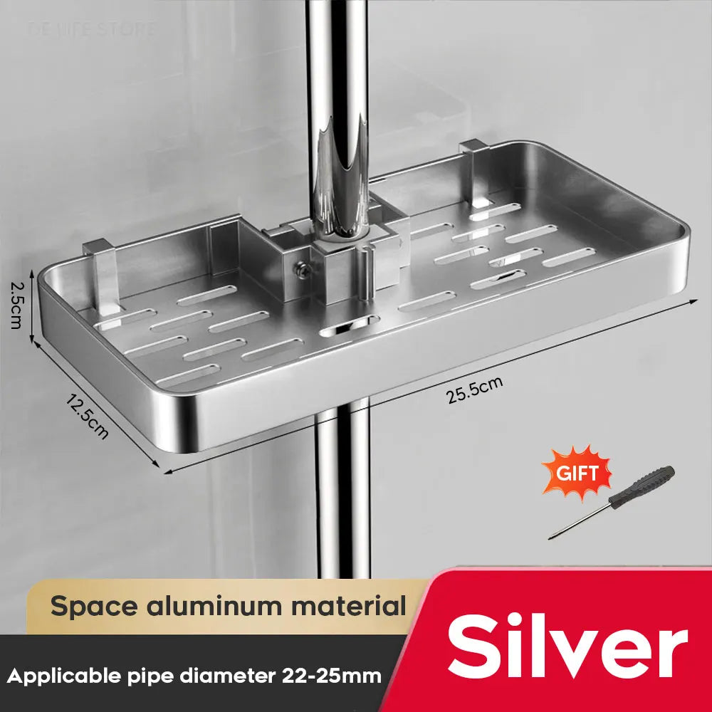 Two-Tier No-Drill Shower Caddy with Towel Rod – product detail view 11