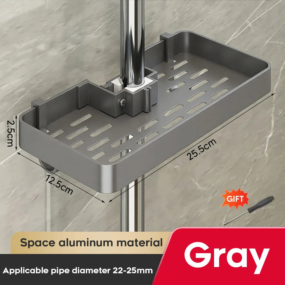 Two-Tier No-Drill Shower Caddy with Towel Rod – product detail view 8